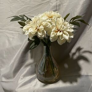 Beautiful Cream Faux Floral Arrangement in Glass Vase